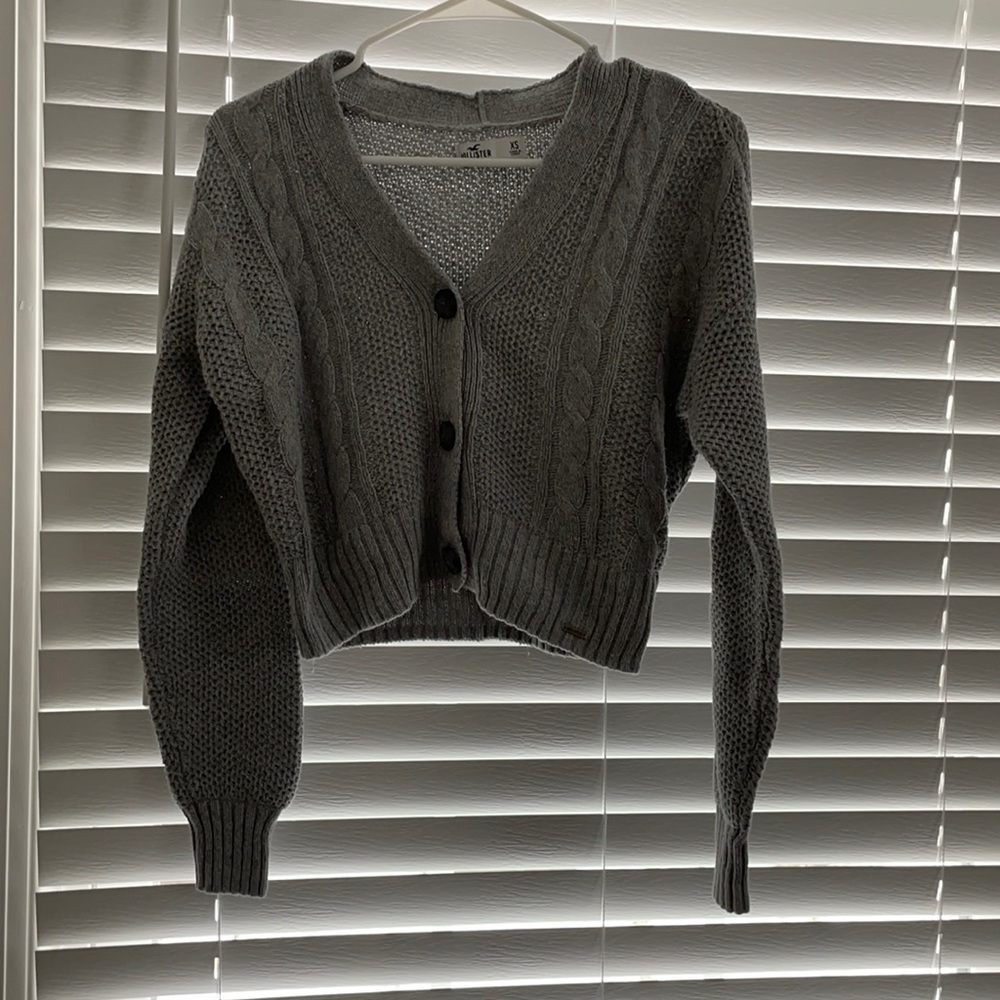 Holister XS Buttoned Grey Sweater